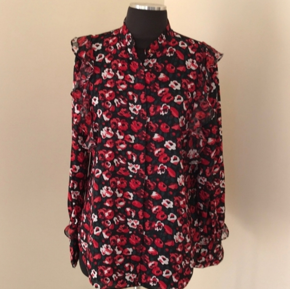 Lauren Ralph Lauren Floral Print Women's Top - Red and Black